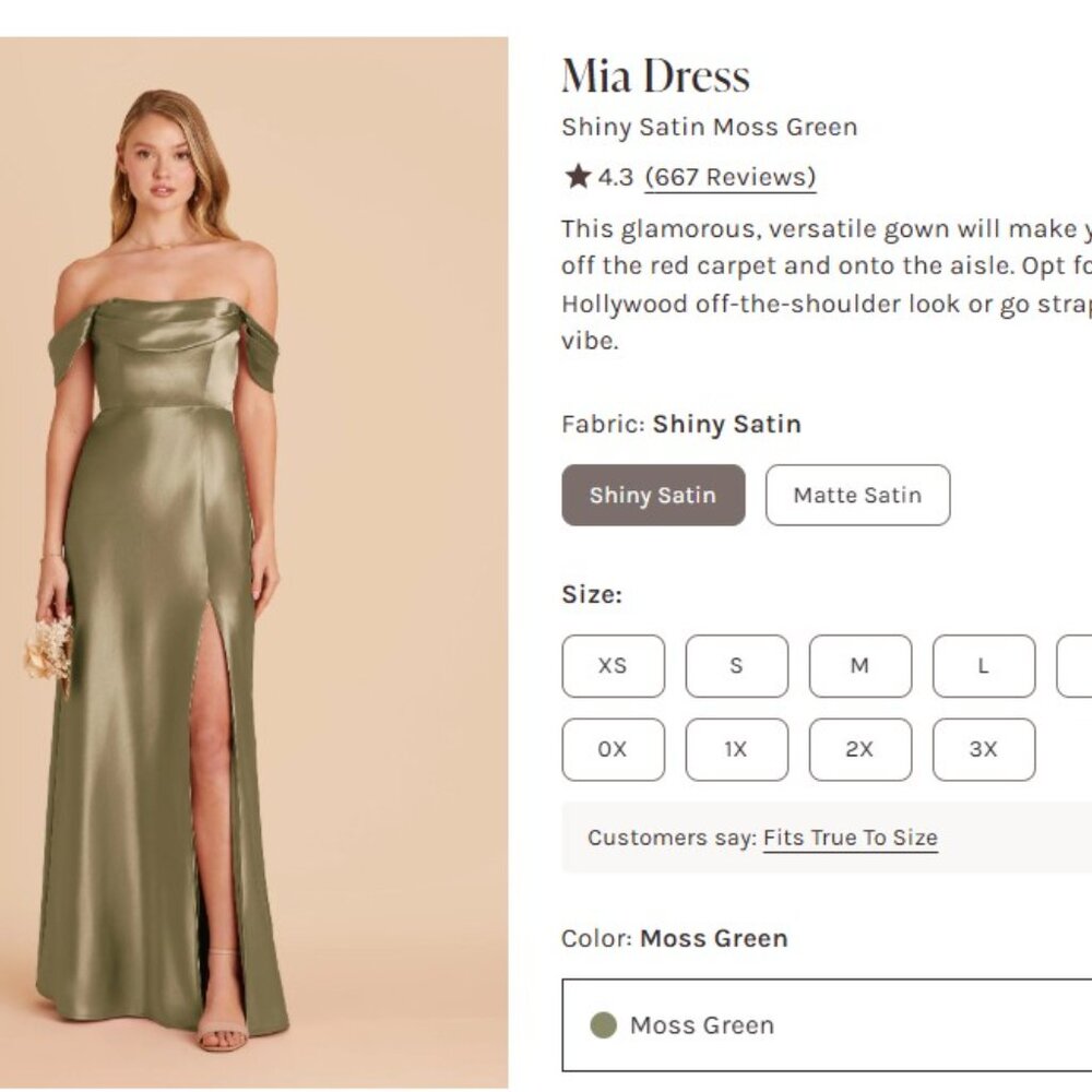 Birdy Grey Mia Shiny Satin Convertible Dress - Moss Green bridesmaid dress XS